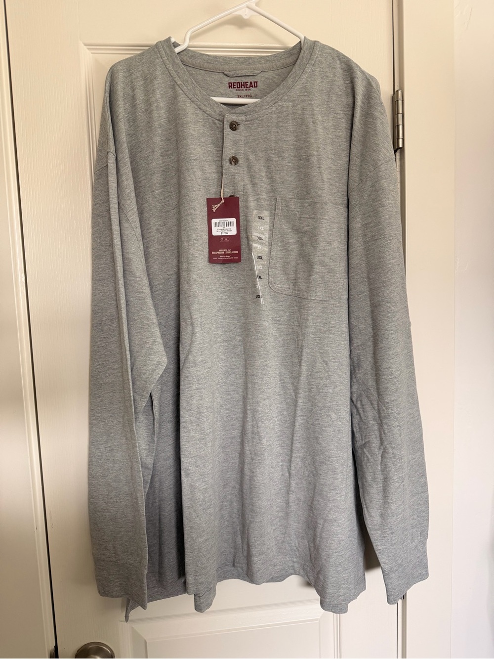RedHead Men's Light Gray Long-Sleeve Henley with Pocket